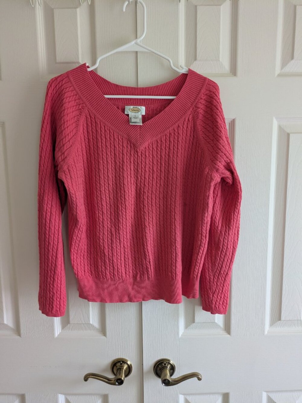 Talbot's Coral Color Size L Cable Knit Sweater
